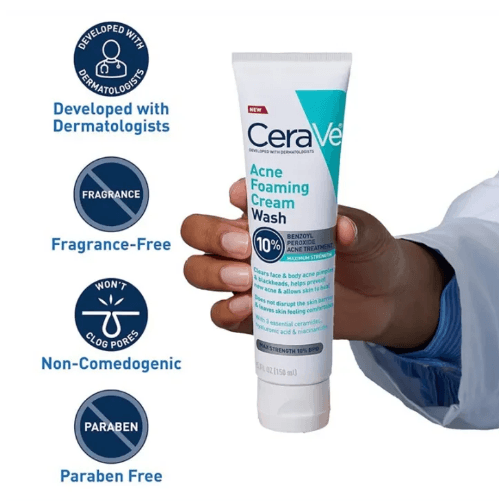 CeraVe Acne Foaming Cream Cleanser (150ml) - Pure Mama Glow