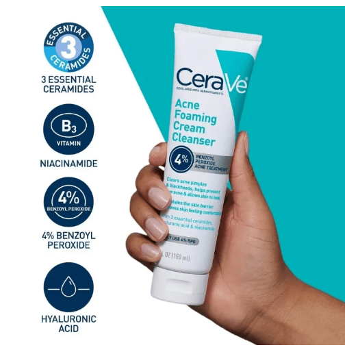 CeraVe Acne Foaming Cream Cleanser (150ml) - Pure Mama Glow