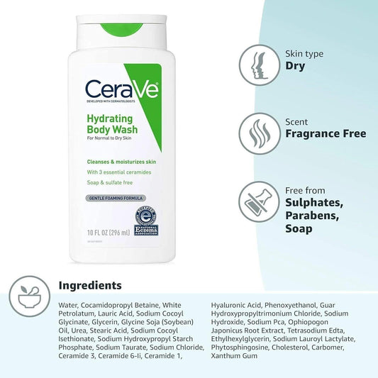 CeraVe Hydrating Body Wash (296ml) (Original) - Pure Mama Glow